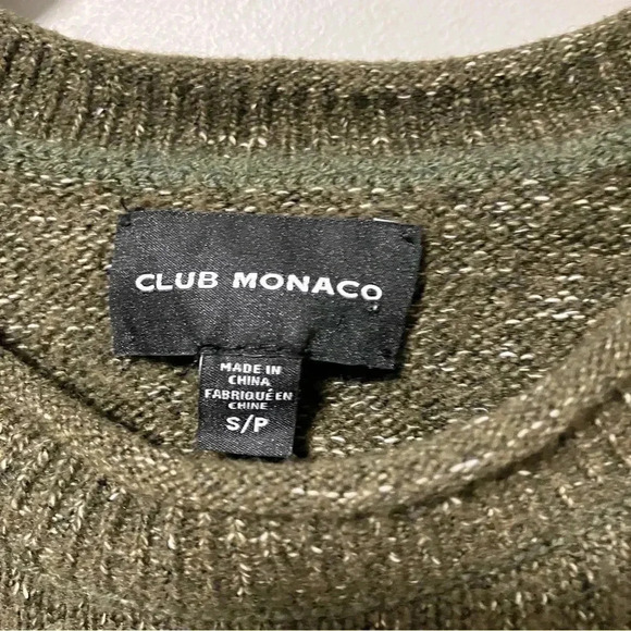 Club  Monaco cotton wool yak hair blend army green sweater - Picture 6 of 7